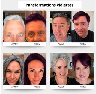 Photos avant et après du shampoing colorant violet